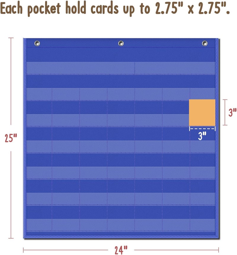 Eamay Classroom Monthly Calendar Pocket Chart for 2.75 * 2.75 Cards,Homeschool Supplies and Classroom Must Haves! Only Chart(Blue) - Image 4